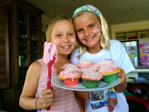 Zoe and her friend Milly have a baking playdate at our house after school